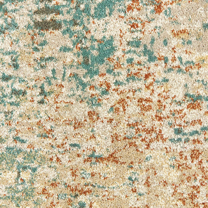 7' X 9' Blue And Ivory Abstract Shag Area Rug
