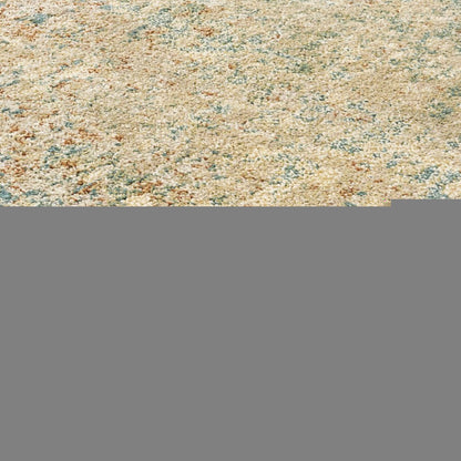 10' X 13' Foam Blue Pumpkin And Golden Yellow Abstract Power Loom Stain Resistant Area Rug