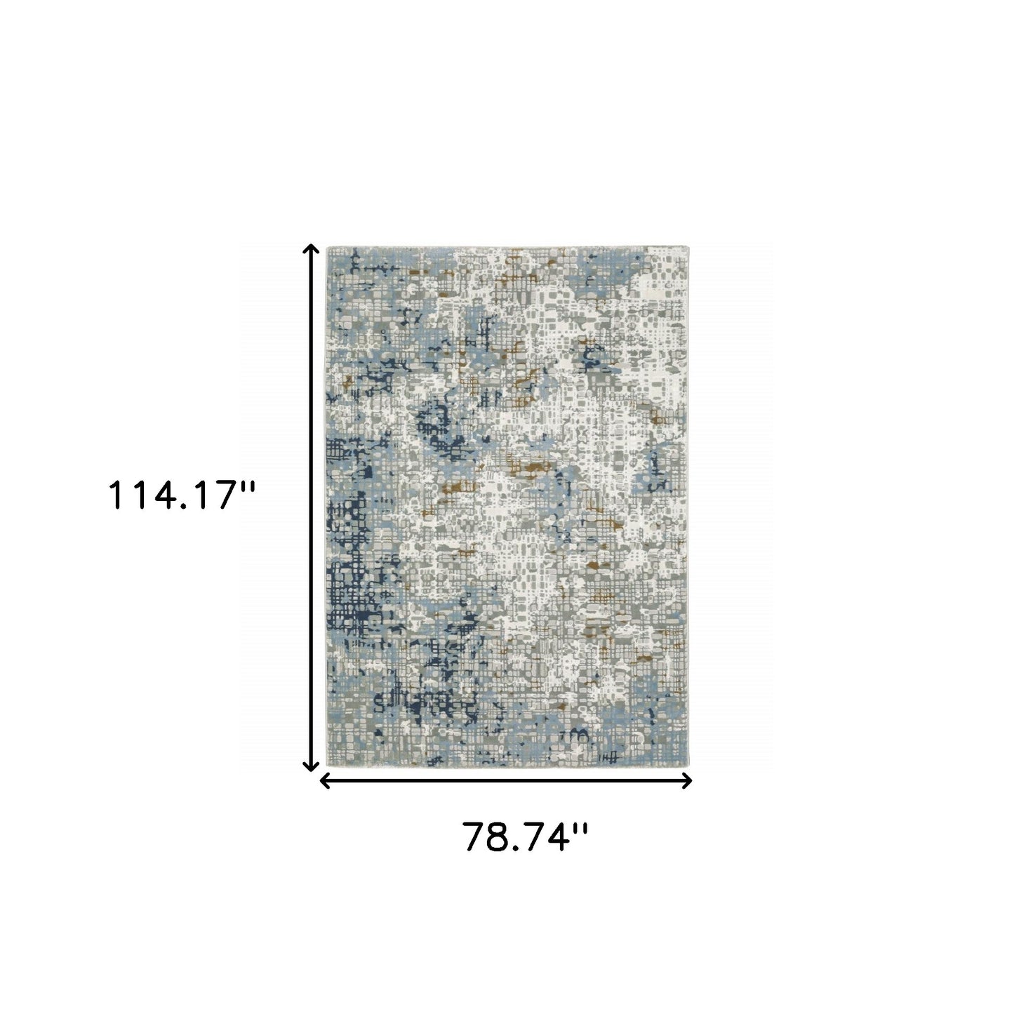 6' X 9' Blue Ivory Grey Brown Beige And Light Blue Abstract Power Loom Stain Resistant Area Rug