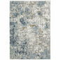 10' X 13' Blue Ivory Grey Brown Beige And Light Blue Abstract Power Loom Stain Resistant Area Rug