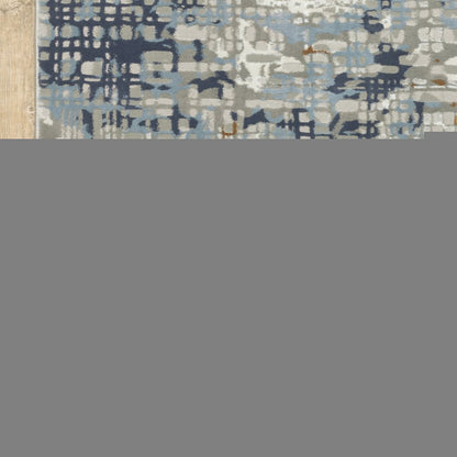 10' X 13' Blue Ivory Grey Brown Beige And Light Blue Abstract Power Loom Stain Resistant Area Rug