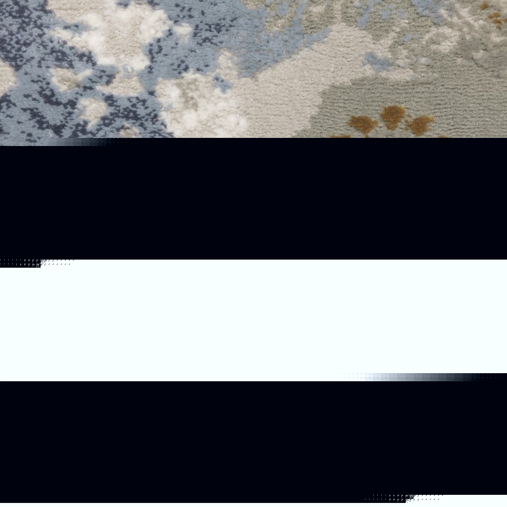 2' X 8' Grey Blue Ivory Navy Beige And Brown Abstract Power Loom Stain Resistant Runner Rug