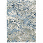 3' X 5' Grey Blue Ivory Navy Beige And Brown Abstract Power Loom Stain Resistant Area Rug