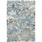 3' X 5' Grey Blue Ivory Navy Beige And Brown Abstract Power Loom Stain Resistant Area Rug