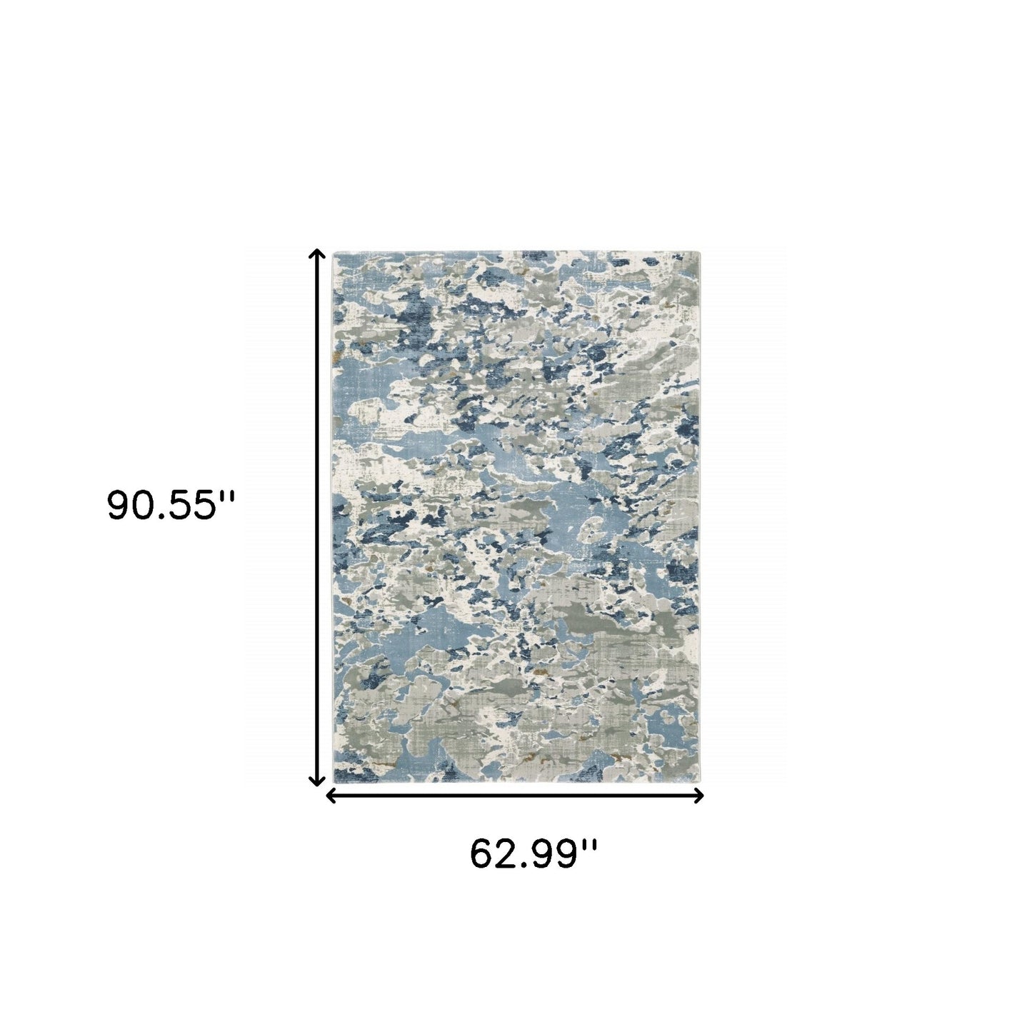 5' X 8' Grey Blue Ivory Navy Beige And Brown Abstract Power Loom Stain Resistant Area Rug