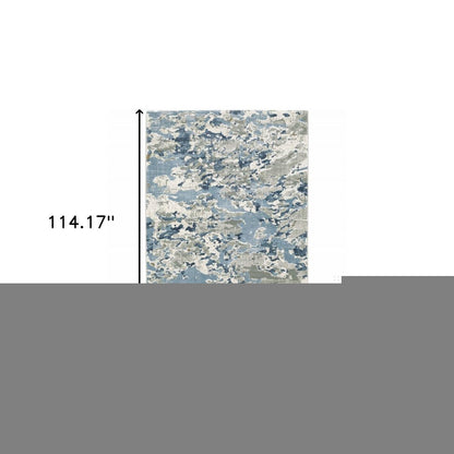 6' X 9' Grey Blue Ivory Navy Beige And Brown Abstract Power Loom Stain Resistant Area Rug