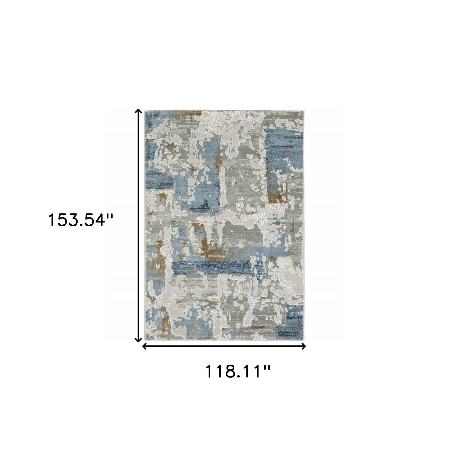 10' X 13' Grey Blue Navy Ivory And Brown Abstract Power Loom Stain Resistant Area Rug