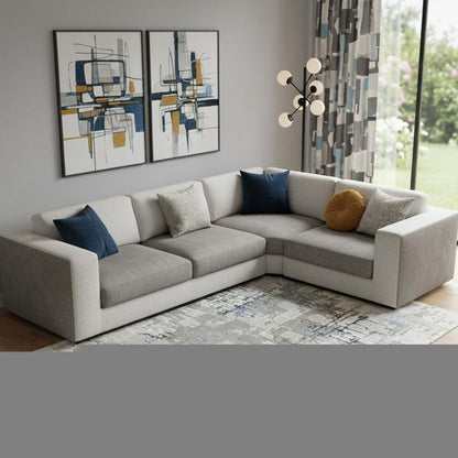 10' X 13' Grey Blue Brown Ivory And Deep Blue Abstract Power Loom Stain Resistant Area Rug