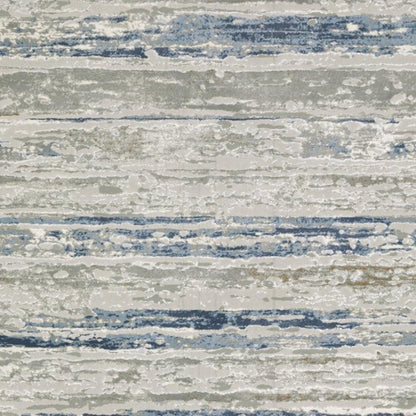 2' X 8' Grey Blue Light Blue Ivory And Brown Abstract Power Loom Stain Resistant Runner Rug