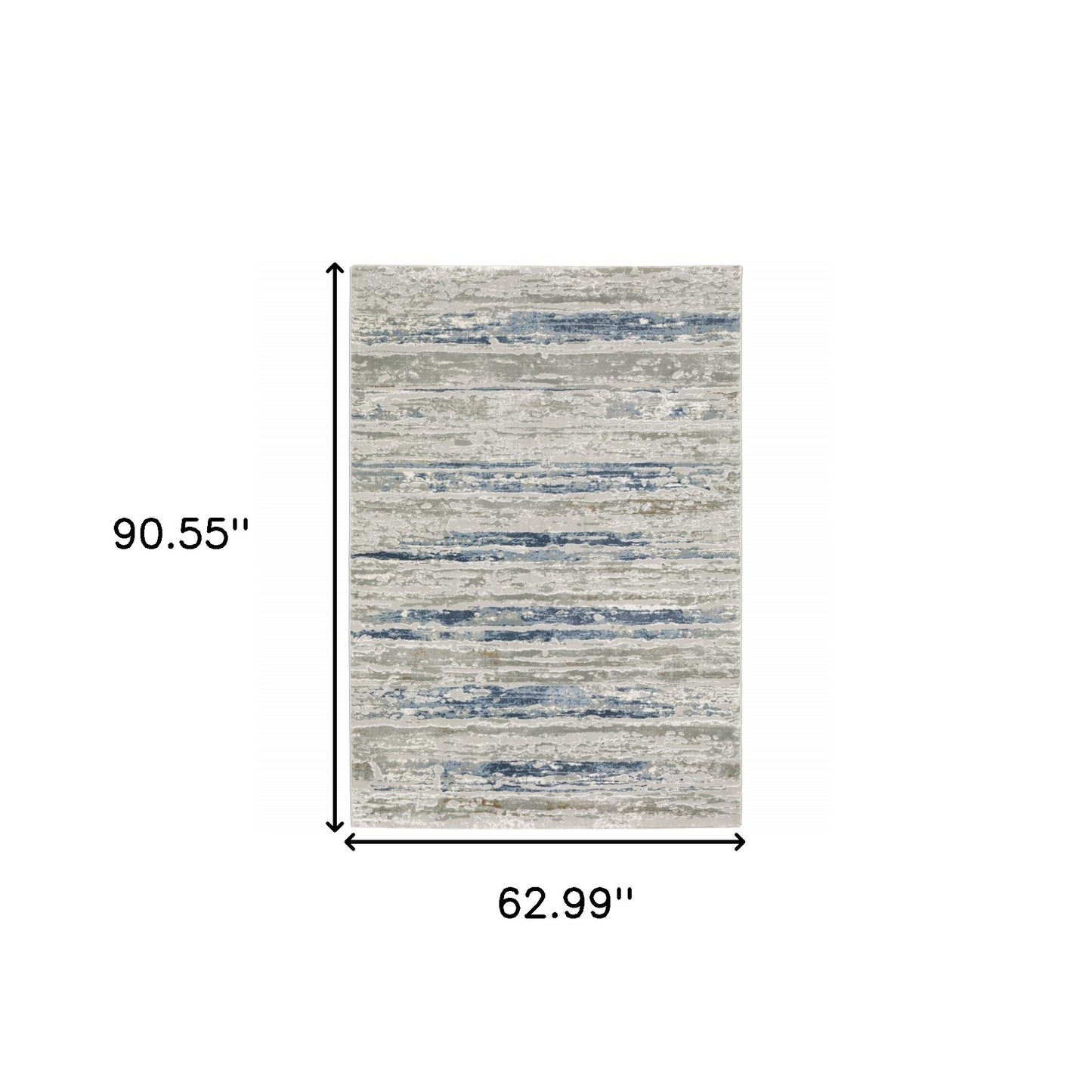 5' X 8' Blue Ivory Grey Light Blue And Brown Abstract Power Loom Stain Resistant Area Rug