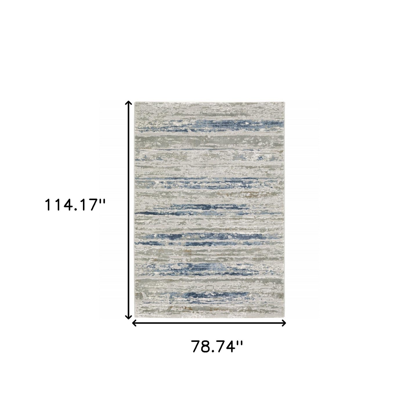 6' X 9' Blue Ivory Grey Light Blue And Brown Abstract Power Loom Stain Resistant Area Rug