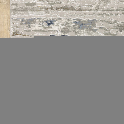 10' X 13' Blue Ivory Grey Light Blue And Brown Abstract Power Loom Stain Resistant Area Rug