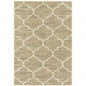 10' X 13' Beige And Ivory Geometric Power Loom Stain Resistant Area Rug