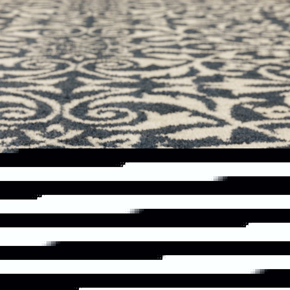 10' X 13' Blue And Ivory Floral Power Loom Stain Resistant Area Rug