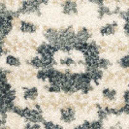 10' X 13' Beige Grey And Blue Oriental Power Loom Stain Resistant Area Rug