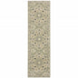 2' X 8' Green Ivory Grey And Tan Floral Power Loom Stain Resistant Runner Rug