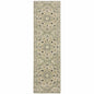 2' X 8' Green Ivory Grey And Tan Floral Power Loom Stain Resistant Runner Rug