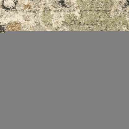 6' X 9' Green Ivory Grey And Tan Floral Power Loom Stain Resistant Area Rug