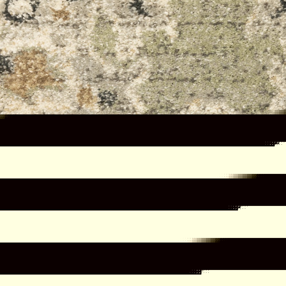 8' X 11' Green Ivory Grey And Tan Floral Power Loom Stain Resistant Area Rug