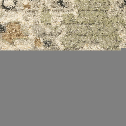 8' X 11' Green Ivory Grey And Tan Floral Power Loom Stain Resistant Area Rug