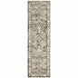 2' X 8' Grey Beige Tan And Brown Oriental Power Loom Stain Resistant Runner Rug