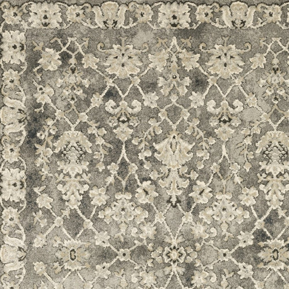 5' X 8' Gray And Beige Oriental Area Rug