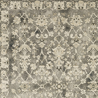 5' X 8' Gray And Beige Oriental Area Rug