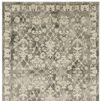 5' X 8' Gray And Beige Oriental Area Rug