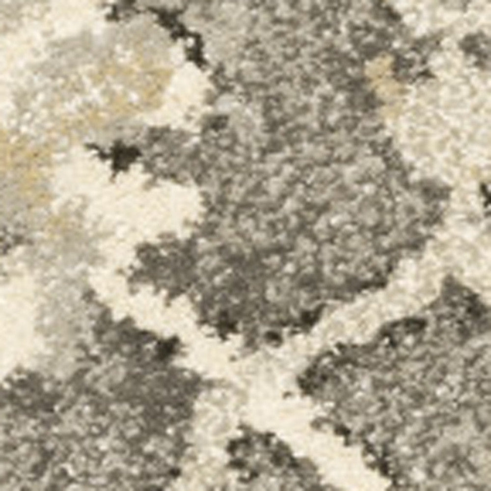 5' X 8' Grey Beige Tan And Brown Oriental Power Loom Stain Resistant Area Rug