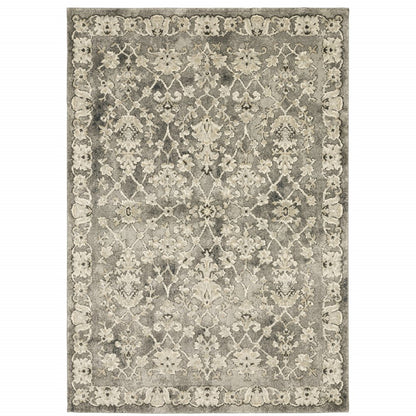 5' X 8' Gray And Beige Oriental Area Rug