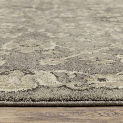 5' X 8' Gray And Beige Oriental Area Rug