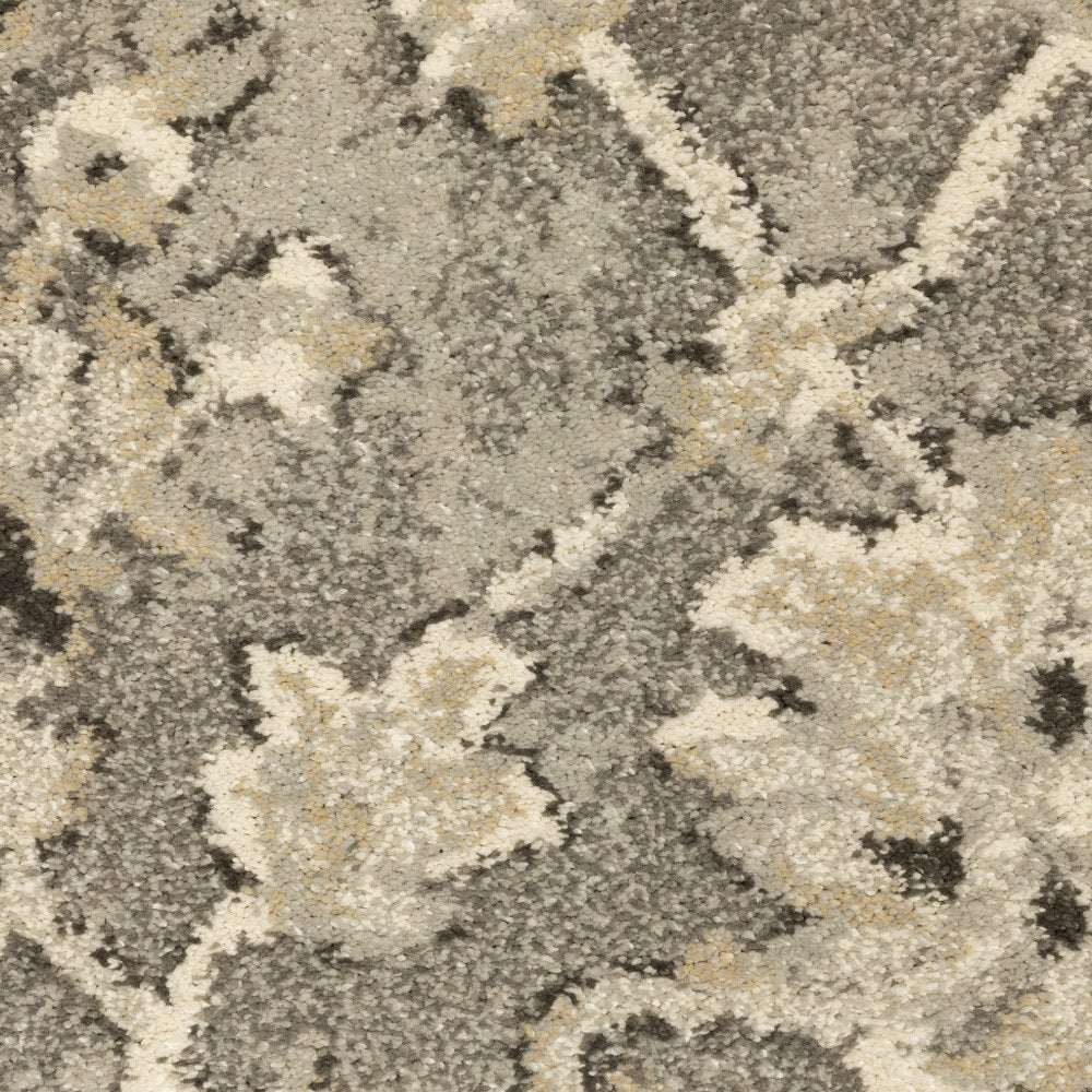 5' X 8' Gray And Beige Oriental Area Rug