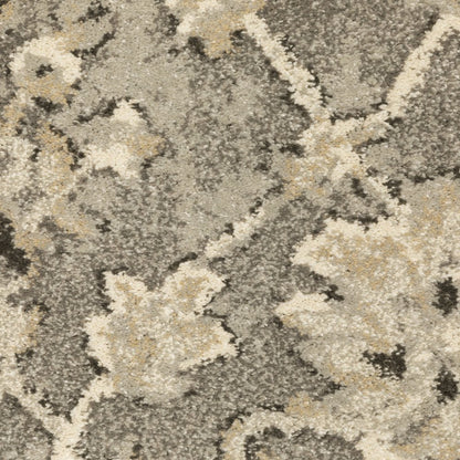 5' X 8' Gray And Beige Oriental Area Rug