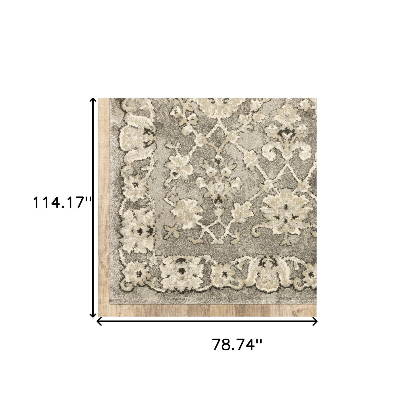 6' X 9' Grey Beige Tan And Brown Oriental Power Loom Stain Resistant Area Rug