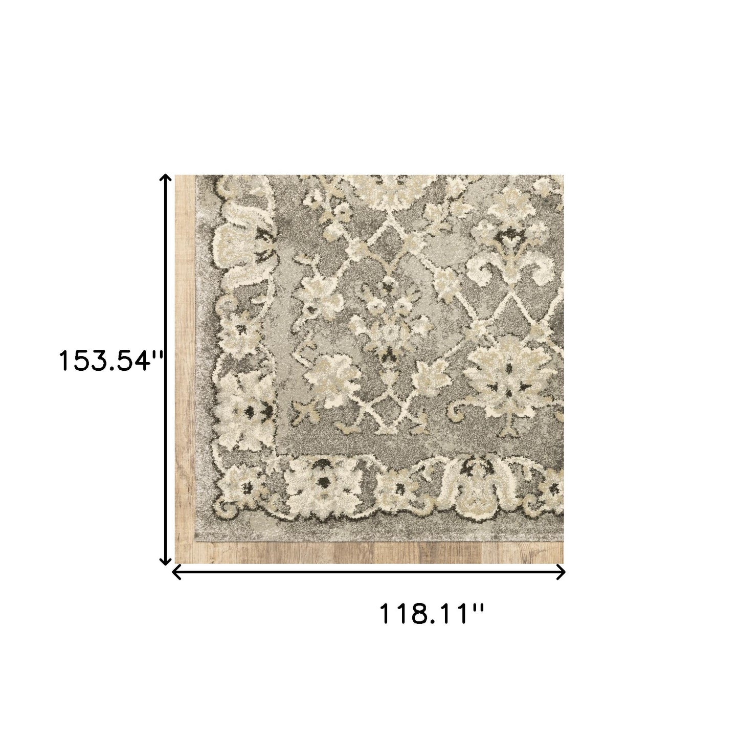 10' X 13' Grey Beige Tan And Brown Oriental Power Loom Stain Resistant Area Rug