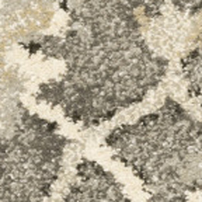 10' X 13' Grey Beige Tan And Brown Oriental Power Loom Stain Resistant Area Rug