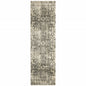 2' X 8' Grey Ivory And Brown Oriental Power Loom Stain Resistant Runner Rug