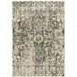 5' X 8' Grey Ivory And Brown Oriental Power Loom Stain Resistant Area Rug