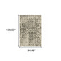 8' X 11' Grey Ivory And Brown Oriental Power Loom Stain Resistant Area Rug