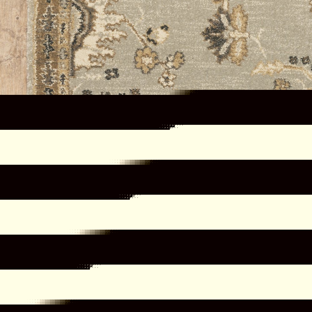 2' X 8' Grey Brown Tan And Beige Oriental Power Loom Stain Resistant Runner Rug