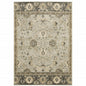 5' X 8' Grey Brown Tan And Beige Oriental Power Loom Stain Resistant Area Rug