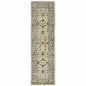 2' X 8' Beige Grey Brown And Charcoal Oriental Power Loom Stain Resistant Runner Rug