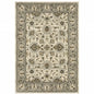 6' X 9' Beige Grey Brown And Charcoal Oriental Power Loom Stain Resistant Area Rug