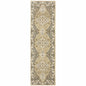 2' X 8' Beige Grey Tan And Charcoal Oriental Power Loom Stain Resistant Runner Rug