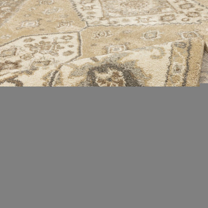 2' X 8' Beige Grey Tan And Charcoal Oriental Power Loom Stain Resistant Runner Rug