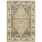 5' X 8' Beige Grey Tan And Charcoal Oriental Power Loom Stain Resistant Area Rug