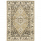 6' X 9' Beige Grey Tan And Charcoal Oriental Power Loom Stain Resistant Area Rug