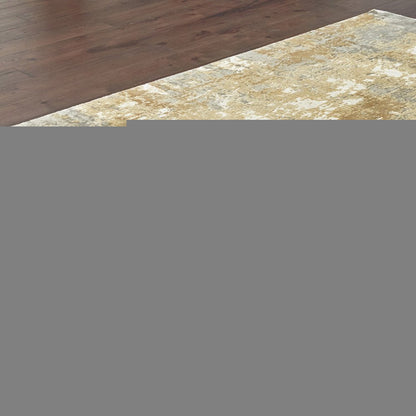 10' X 14' Grey And Brown Abstract Hand Loomed Stain Resistant Area Rug