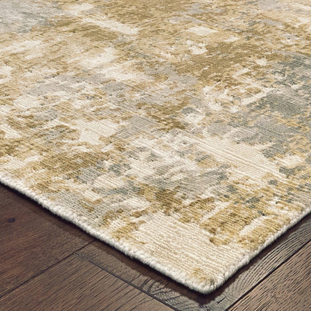 6' X 9' Gray And Brown Abstract Hand Loomed Distressed Area Rug