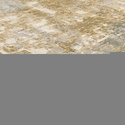 9' X 12' Grey And Brown Abstract Hand Loomed Stain Resistant Area Rug